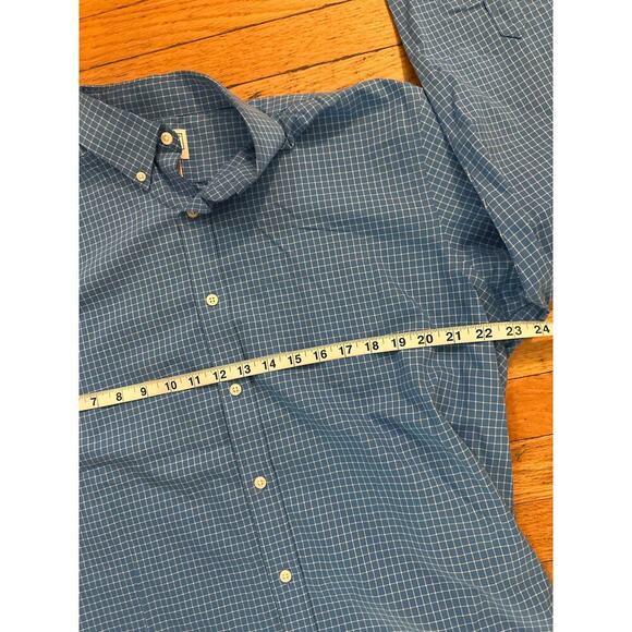 Men’s Size L L.L. Bean Blue Checkered Dress Shirt - Picture 5 of 7